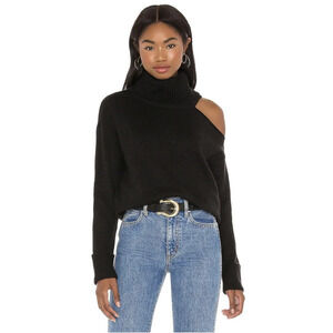 1.State Turtleneck Cold Shoulder Sweater Rich Black
